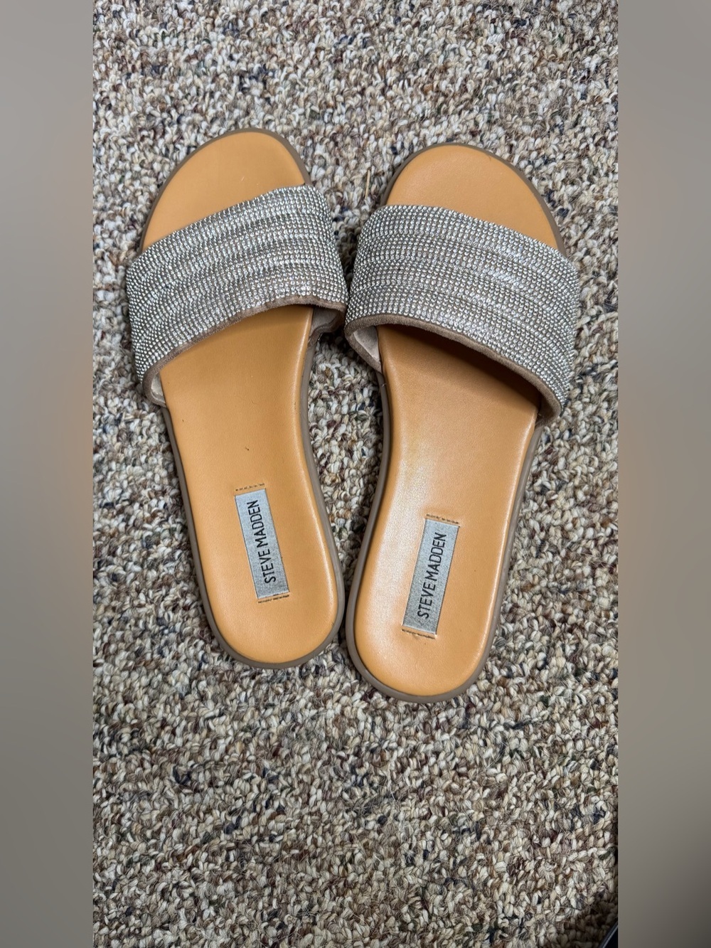 Steve Madden flat rhinestone slides